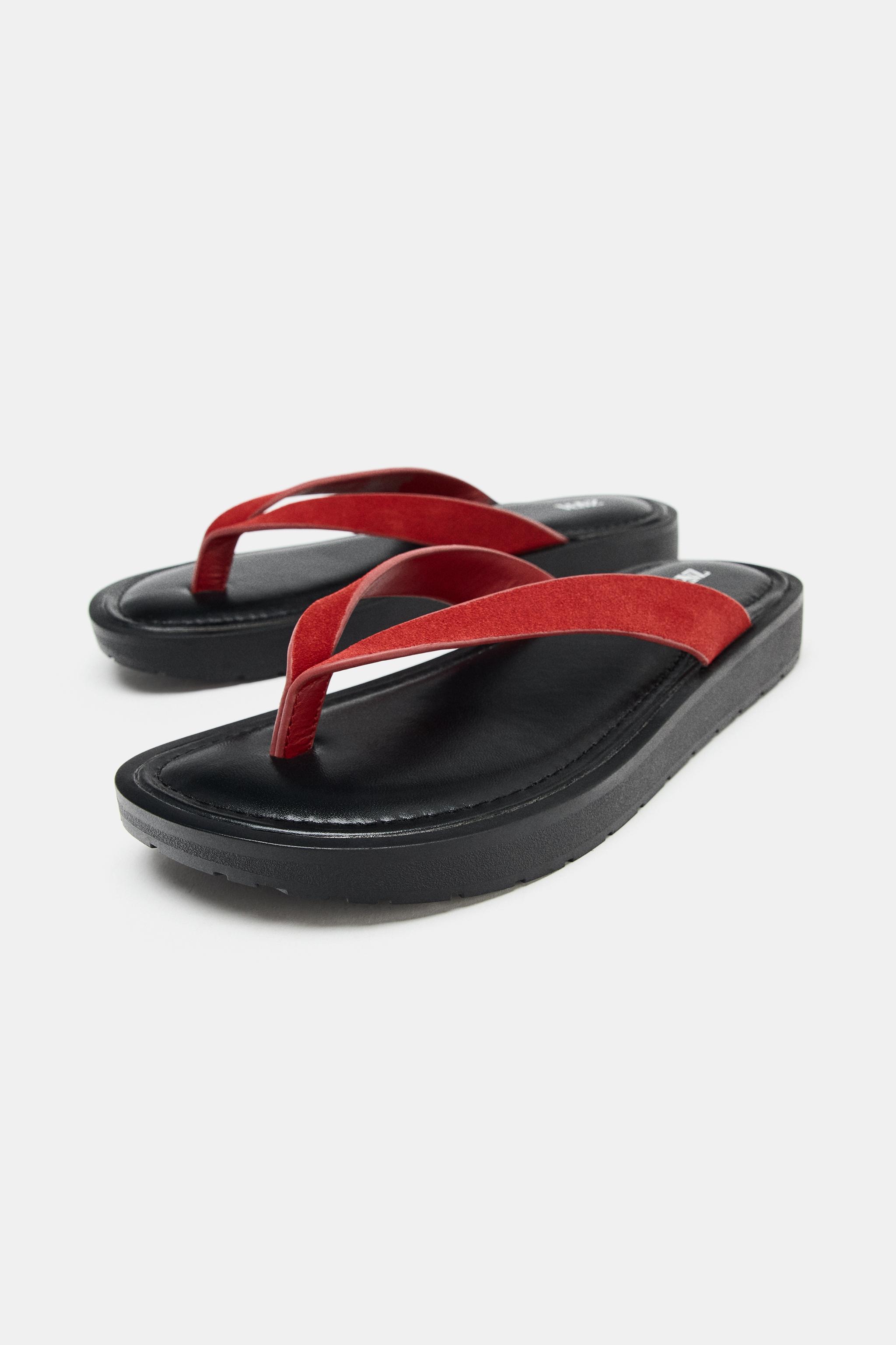 SANDALES EN CUIR AVEC CONTRASTE